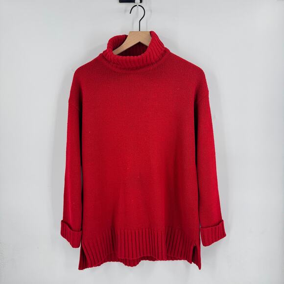 Vintage Express Tricot Red Turtleneck Sweater Large Hong Kong 90s Oversized Cozy - Picture 1 of 7